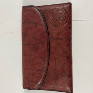 Texas Tech University Leather Wallet Brown Checkbook Wallet 4.5”x7.5” EUC